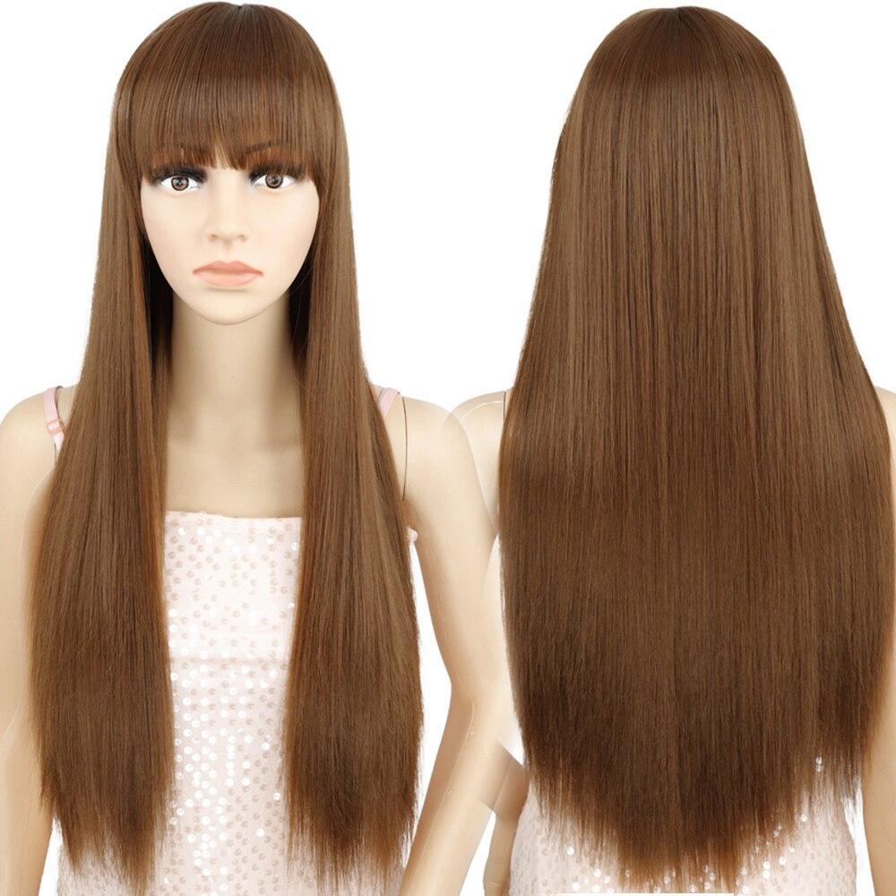 MERISIHAIR Long Straight Pink Wig with Bangs Synthetic Wigs for Women Black Blue Cosplay Wigs Heat Resistant Wig