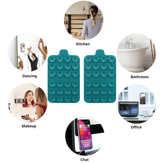 2 упаковки силиконовых чехлов с присоской для крепления телефона, клейкая ручка для фиксации рук на зеркальных гладких поверхностях