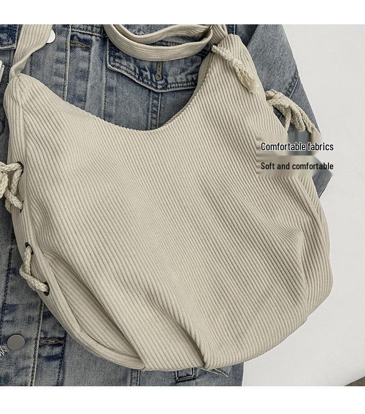 Women's Large Corduroy Crossbody Bag - 2024 Autumn/Winter, Casual & Versatile for Commute or Class