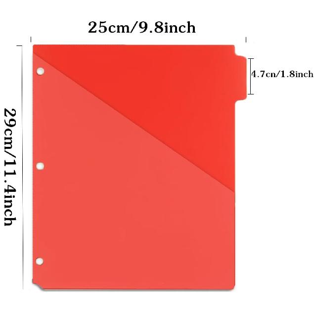 Binder Dividers with Pockets,Plastic 6 Tab 2 Set,Dividers with Angled Cut Pocket, Multi-Colored Tabs for 3-Ring Binder, A4 Letter Size, Durable
