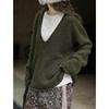 Johnature Зимний корейский стиль V-образный вырез вязаный свитер свободный повседневный пуловер простой зеленый женский свитер