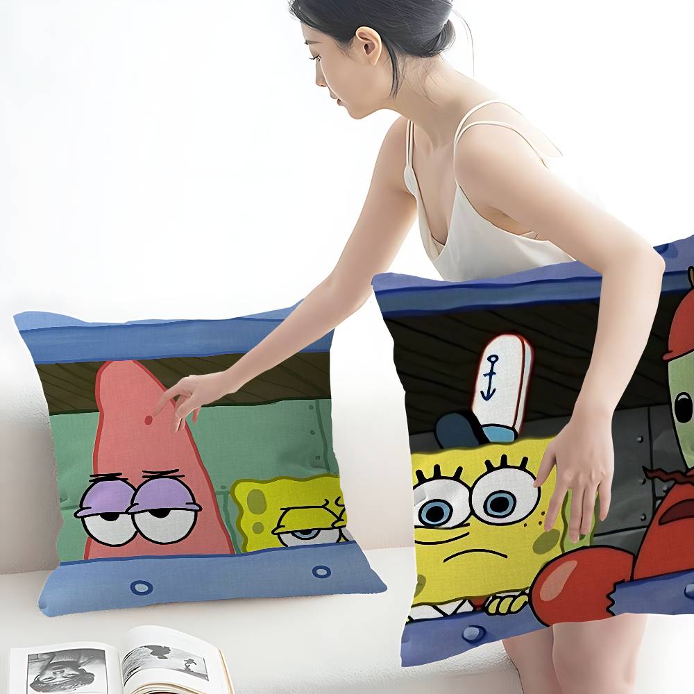 Cartoon S-Sponge-B-Bob Pillow Cushion Cover Pillowcase Living Room Sofa Home Decor