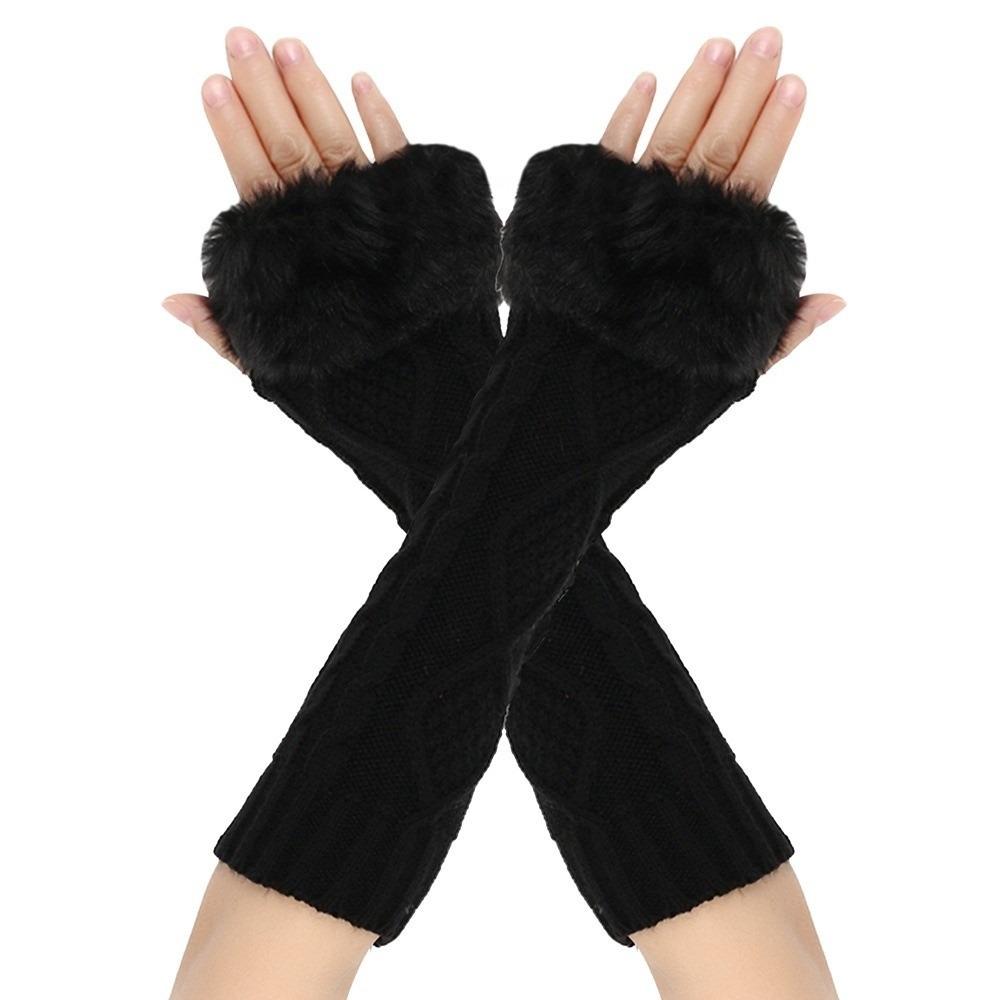 Crochet Knitting Knitted Sleeves Gloves Soft Warm Arm Warmers Fingerless Gloves Autumn Winter