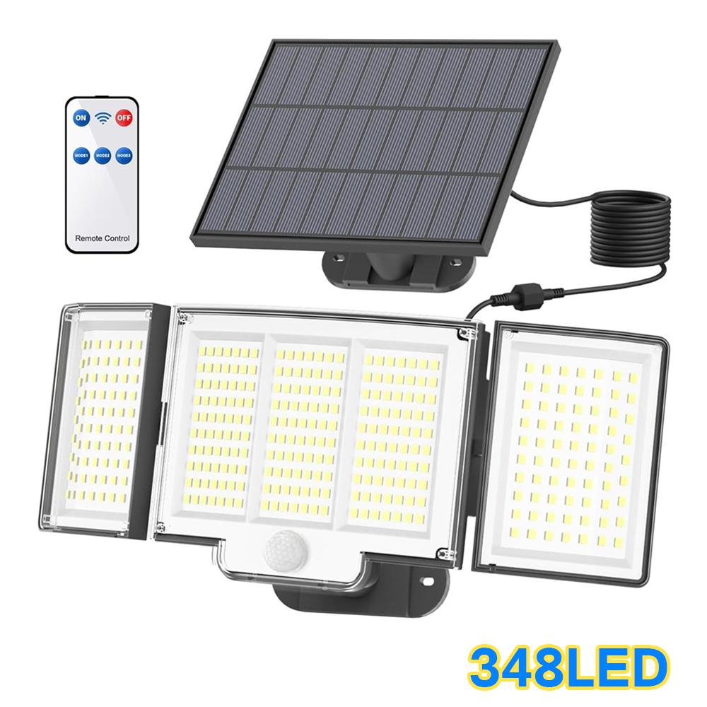 328/348 LED Solar Light 3 Heads Outdoor Waterproof with PIR Motion Sensor Security Lighting Spotlights for Garden Path Garage