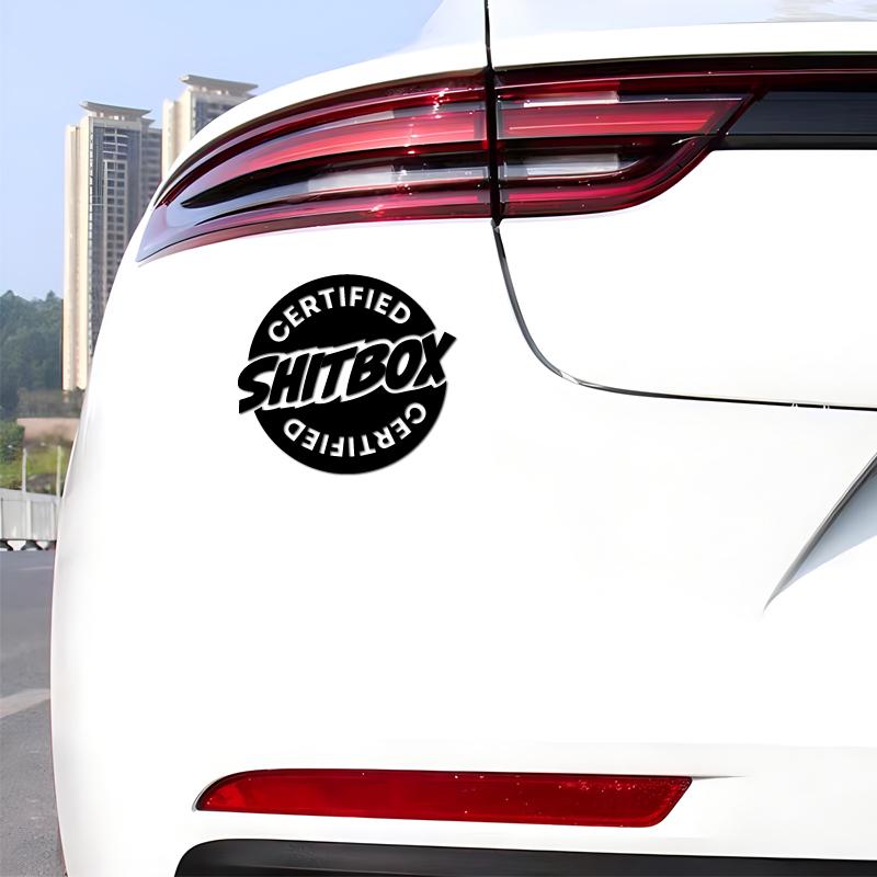 “SHITBOX CERTIFIED”stickers,Durable & Weather-Resistant Vehicle Accessory,Perfect for Adding a Touch of Humor to Your Car!