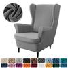 Velvet Wingback Chair Covers Stretch Wing Armchair Cover With Seat Cushion Cover Elastic Sofa Slipcovers Solid Color Sofa Covers