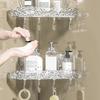 Bathroom Storage Rack with Hooks Transparent Wall-mounted Punch-free Self-adhesive Great Load Bearing Anti-slip Cosmetic Toothpaste