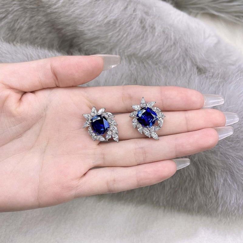 Серьги из стерлингового серебра S925, серьги-гвоздики для женщин, свадебные, дамские, роскошные, 10*11 мм, красные, высокоуглеродистые, бриллиантовые серьги, ювелирные изделия