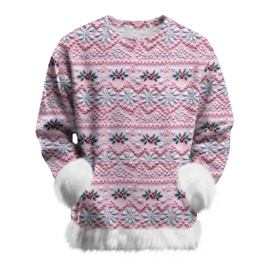 Женский повседневный свитшот с длинными рукавами и рождественским ретро-принтом