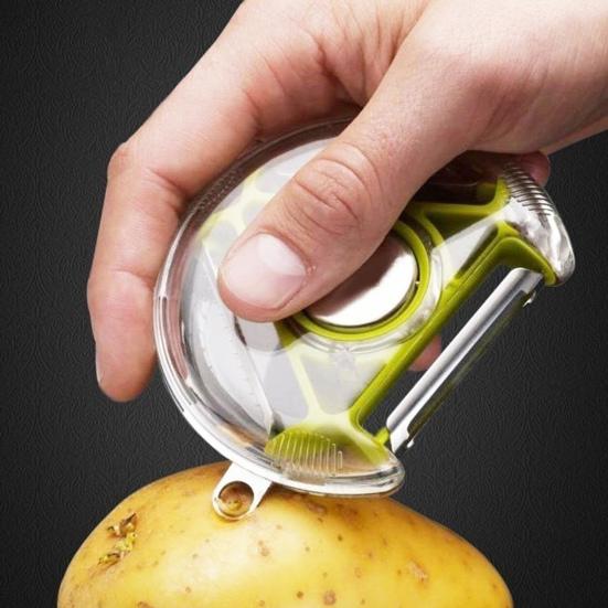 3 в 1 Овощечистка с поворотным переключателем, лезвия из нержавеющей стали, нескользящая ручка, кухонный инструмент для картофеля, помидоров, ананасов