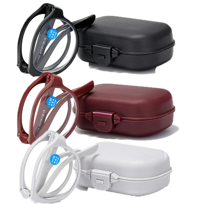 3 Colors Men Women Folding Reading Glasses Ultralight Presbyopia with Box Unisex Round Anti-blue Light Far Sight Eyeglasses