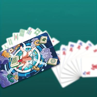 Коробка из 144 игральных карт для маджонга и набора из 50 предметов игрового реквизита, мини-бумажных плиток для маджонга, портативного домашнего бесшумного бумажного набора для маджонга