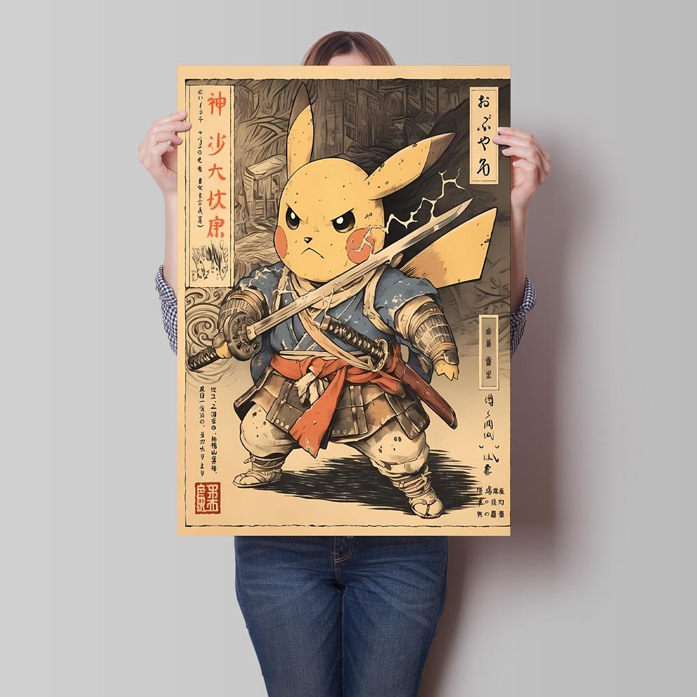 Japanese Classic Anime Pokemon Pikachu Retro Canvas Poster Prints Cartoon Picture Home Children's Room Decoration Holiday Gift