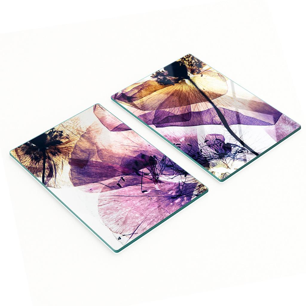 Tempered Glass Boards Set of 2 Dry Poppy Seeds 2x40x52 cm