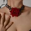 Готическое ожерелье-чокер с красной розой и колючими шипами, ретро-цветок, регулируемый ошейник-веревка, аксессуары для вечеринки на Хэллоуин