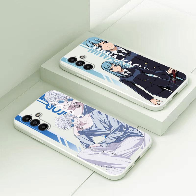 Luxury Case For Samsung Galaxy A21s A71 A50 A01 A31 A03s A11 A02 A51 A70 M02s Anime Jujutsu Kaisen Tpu Square Liquid Cover