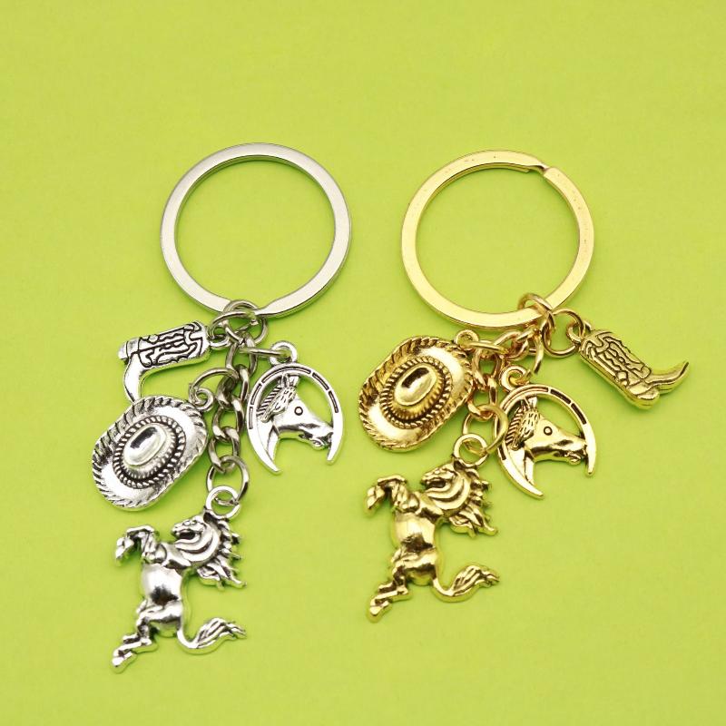 1 шт. Спортивная ковбойская шляпа в западном стиле, сапоги, брелок для ключей с лошадью, мужской брелок для ключей, подвеска-шарм для сумки, кольцо для ключей