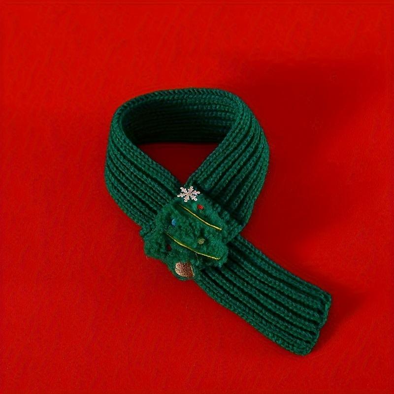1Pc Pet Knitted Christmas Scarf - Cartoon Elk & Snowman Design, Warm Plush Scarf for Cats & Dogs, Cute Festive Pet Accessories