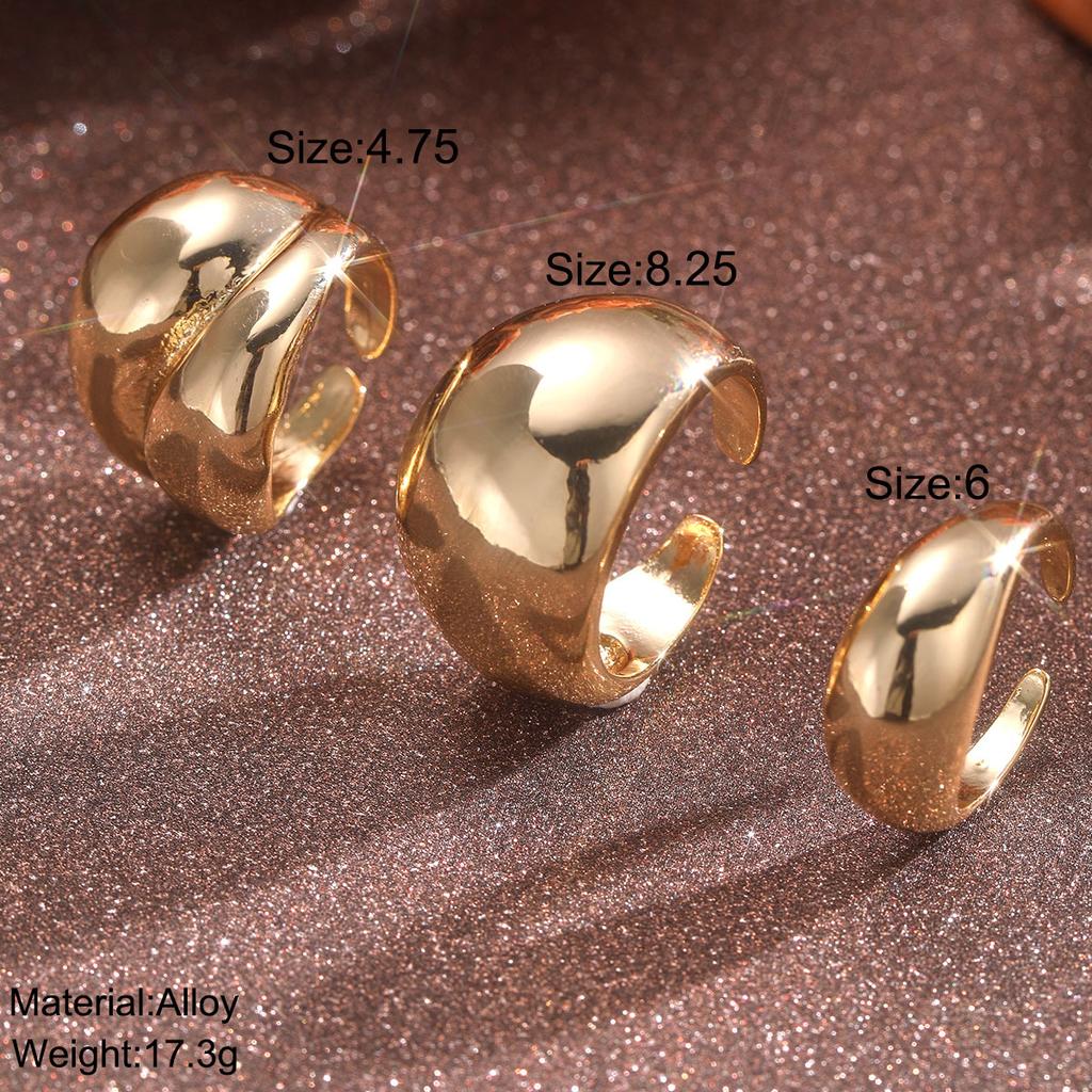 3 шт. Золотого цвета Простое широкое кольцо для женщин Гладкие многослойные геометрические нерегулярные массивные кольца набор больших преувеличенных ювелирных изделий подарок