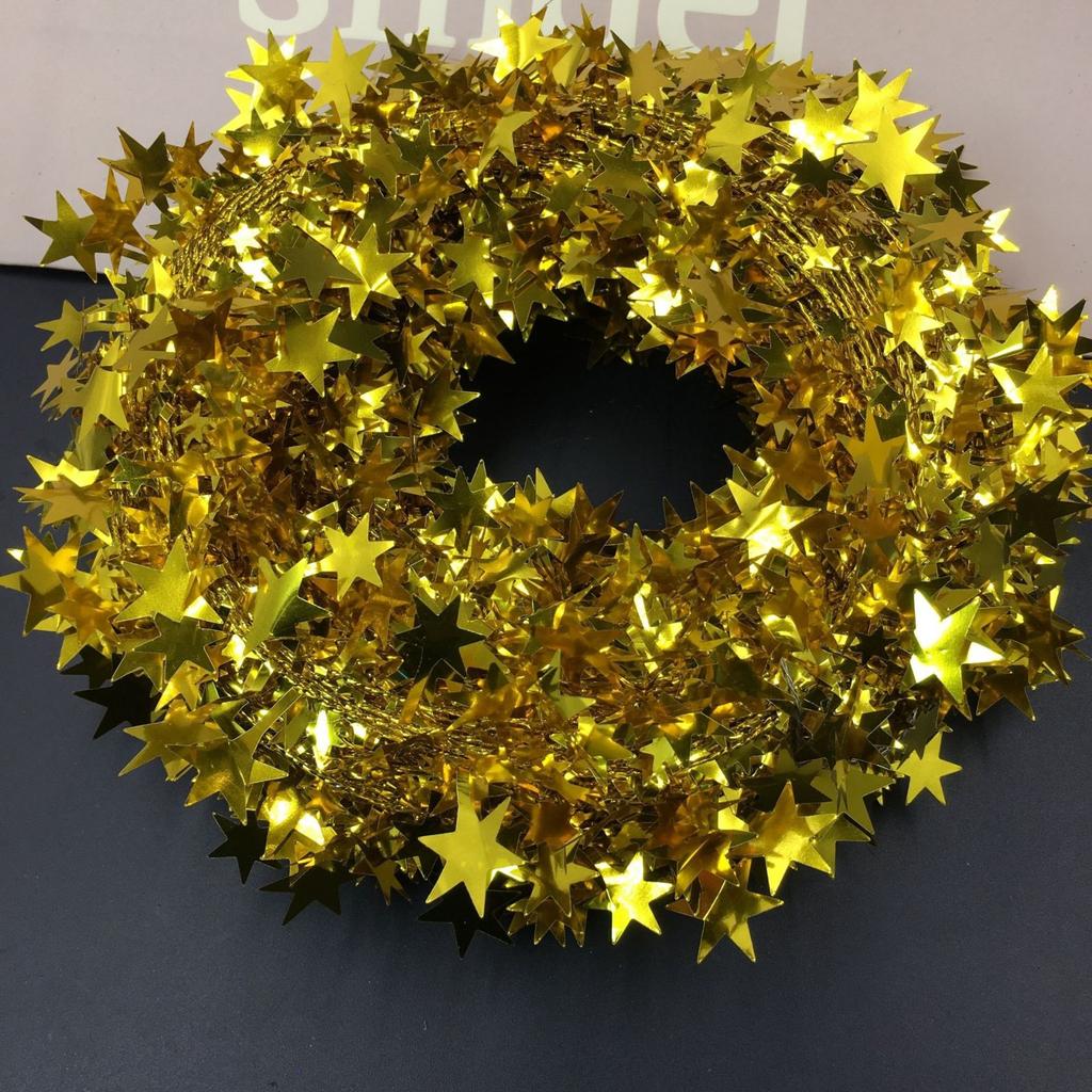 7,5 м золотые звезды, проволочная гирлянда, мишура-звезда, украшение из ротанга, рождественская елка для дома, свадьбы, дня рождения, рождественской части