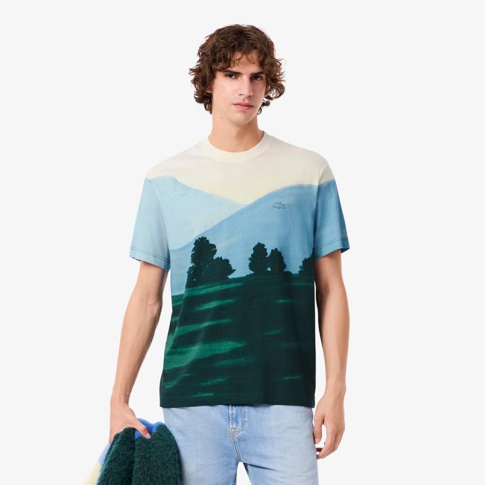 Lacoste Мужская праздничная футболка с жаккардовым узором по всей поверхности, с коротким рукавом TH5896-55N9IX