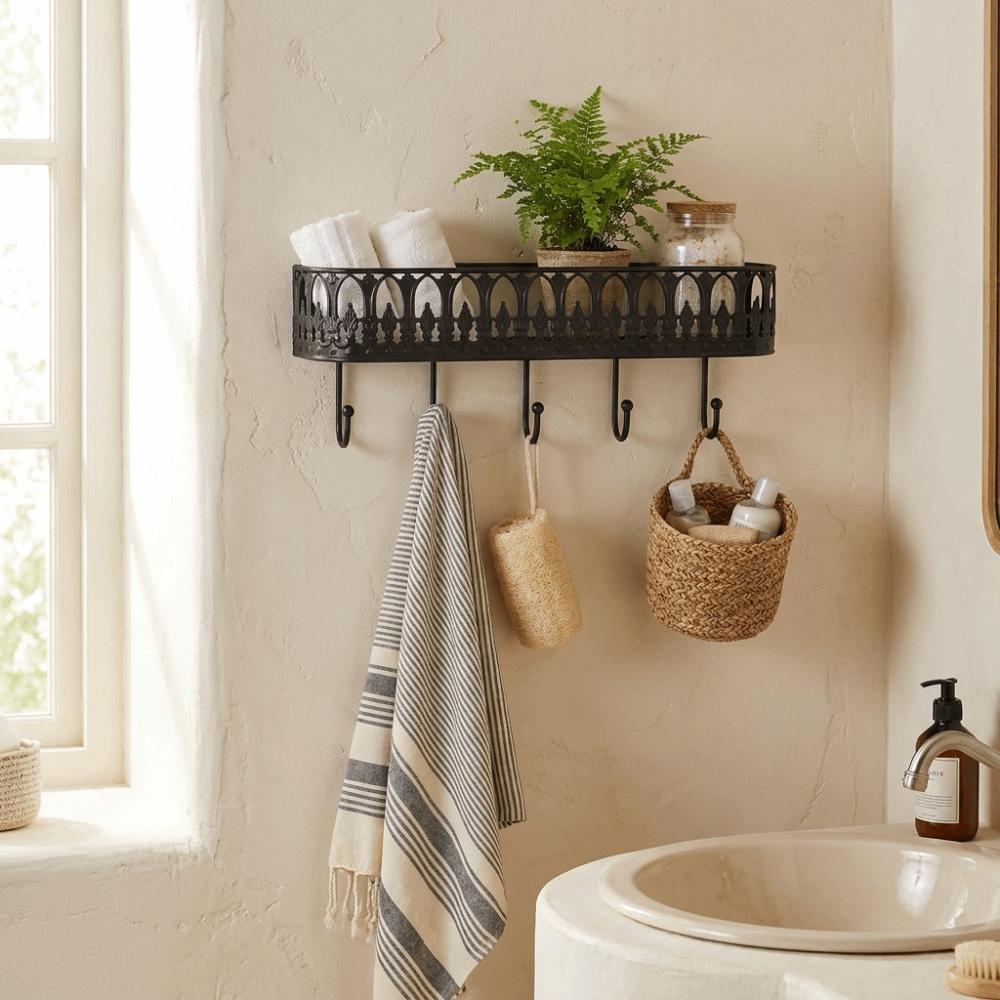 Quality Iron Metal French Style Iron Hanger Multiple Hooks Key Clothes Storage Wall Mounted