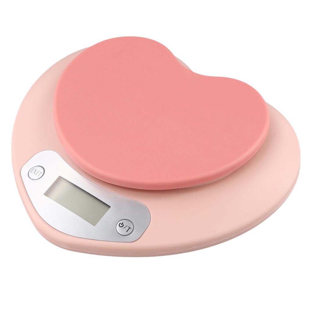 5kg Precision Pink Heart Shaped LCD Kitchen Scale Tare Function New Electronic