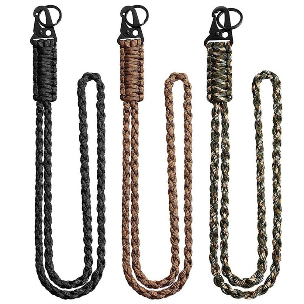 Metal Clip Paracord Neck Lanyard Parachute Rope Umbrella Rope Keychain  Outdoor Survival