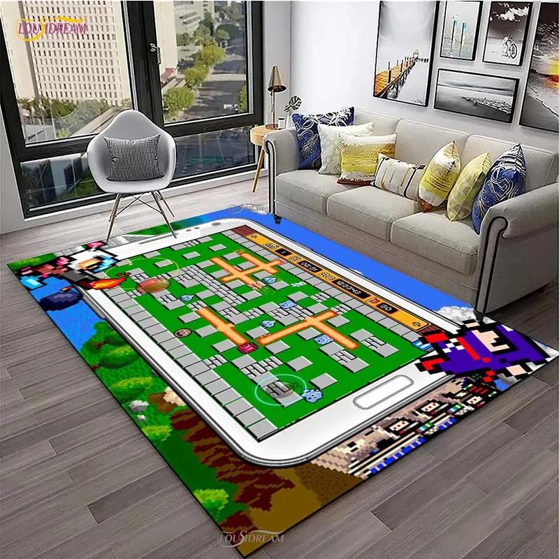 Ретро Ковер для игры Bomberman для гостиной, коврик для спальни, коврик для кухни с нескользящим покрытием, ковер, подарок на день рождения, коврик-постер