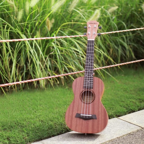 Beginner's Kit: Mokaini Soprano Ukulele, 23-inch, Made of Premium Mahogany. Includes Ukulele Bag, Tuner, Japanese Language Learning Materials, Hanging