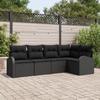 Set of 5 Pieces of Garden Sofa with Black Cushions Poly Rattan, 2-Seater Garden Sofa with Storage & Cushions 3354712