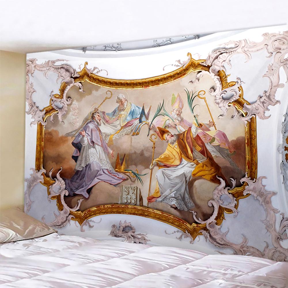 Христианская церковь, фреска, ангел, домашний декор, психоделическая сцена, гобелен, богемный декоративный лист, одеяло для дивана, коврик для йоги в стиле хиппи