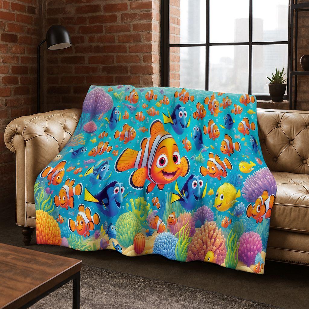 3D Мультяшное одеяло из фланели «В поисках Немо» Подводный мир, Теплое и уютное мягкое плед-покрывало для дома, спальни, кровати, дивана, пикника