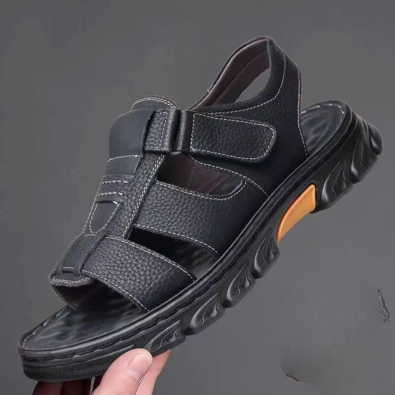 Fashion Sandals Men's New Beach Shoes Cowhide Slippers Outdoor Non-slip Thick-soled Leather Sandals for Me