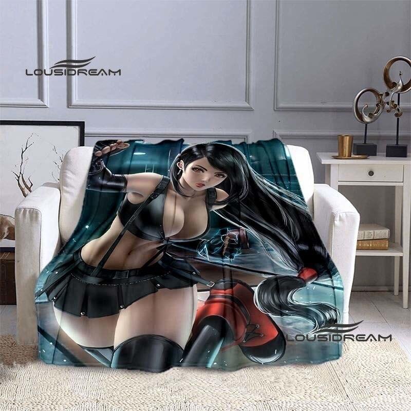 FINAL FANTASY Tifa Aerith Blanket Sexy Beauties Flannel Blanket Adults and Children Bedroom Coverlet Sofa Camping Warm Blanket