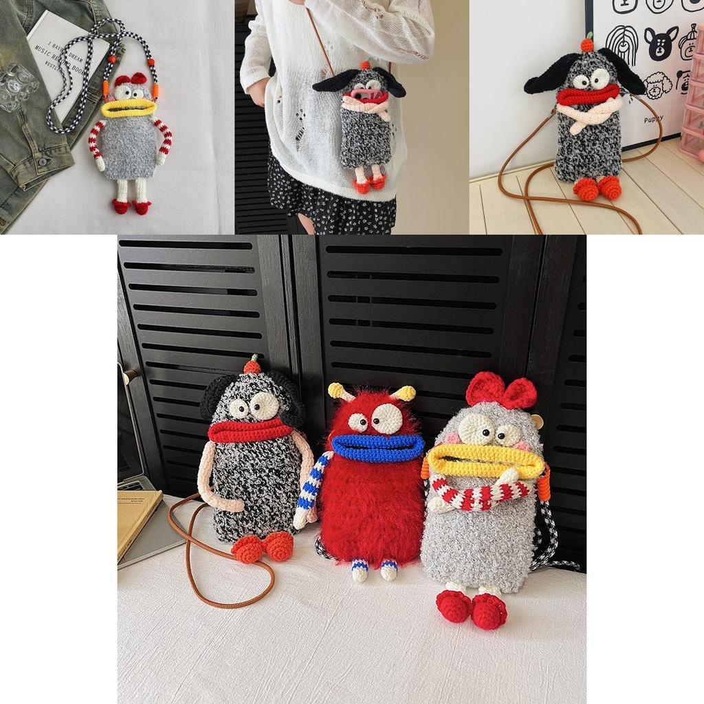 Fafunny Big Mouth Woven Crossbody Bag With Fabric Material For Street Fashion