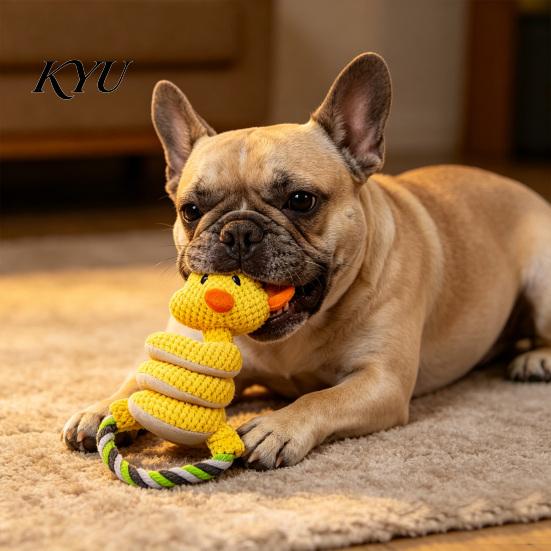 Tough Plush Toys for Pets Crinkle Dog Toy, Tug of War Interactive Toy with Stuffed Animal Chew Rope Loop, Medium Large Dogs Engagement