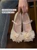 Mary Jane Shoes Girl 2025 New Square Head One-word Bow Single Shoes Pearl Versatile Fairy Style High Heels