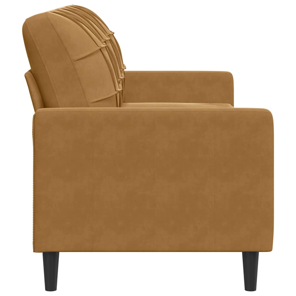 3 Seater Sofa Brown 180 cm Velvet