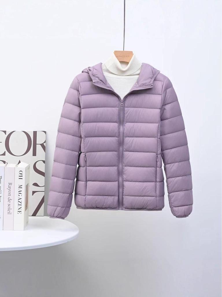 Women's Korean Style Lightweight Down Jacket - Short, Hooded, Plus Size, Middle-Aged, Casual White Duck Down Coat for Autumn and Winter