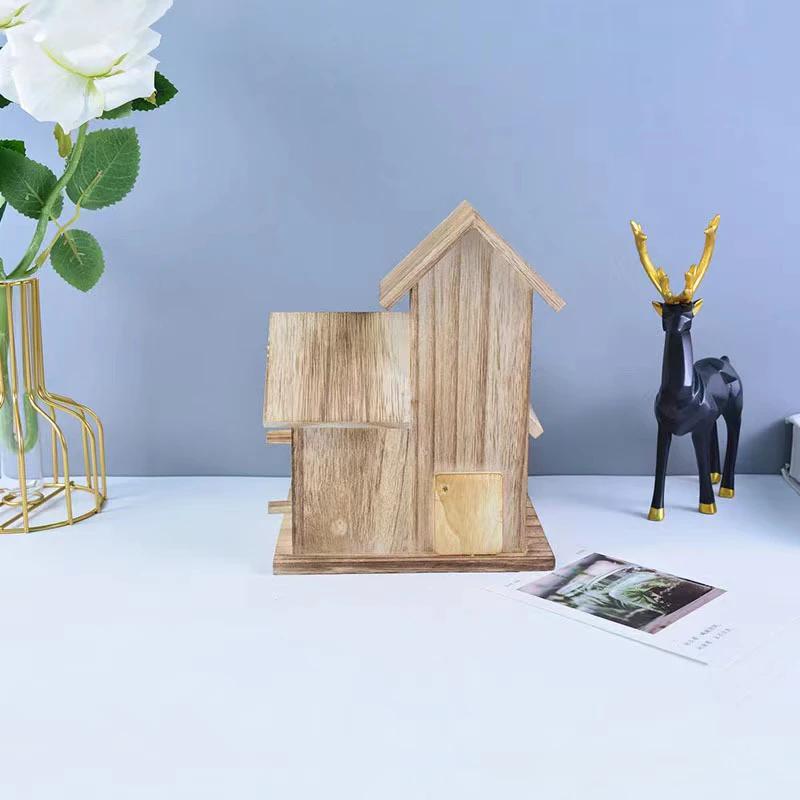 Outside Wooden Bird Nest Natural Wood Bird Hut Hummingbird House Clearance Bird Wild Nest Birdhouse Decor Garden For Craft Home