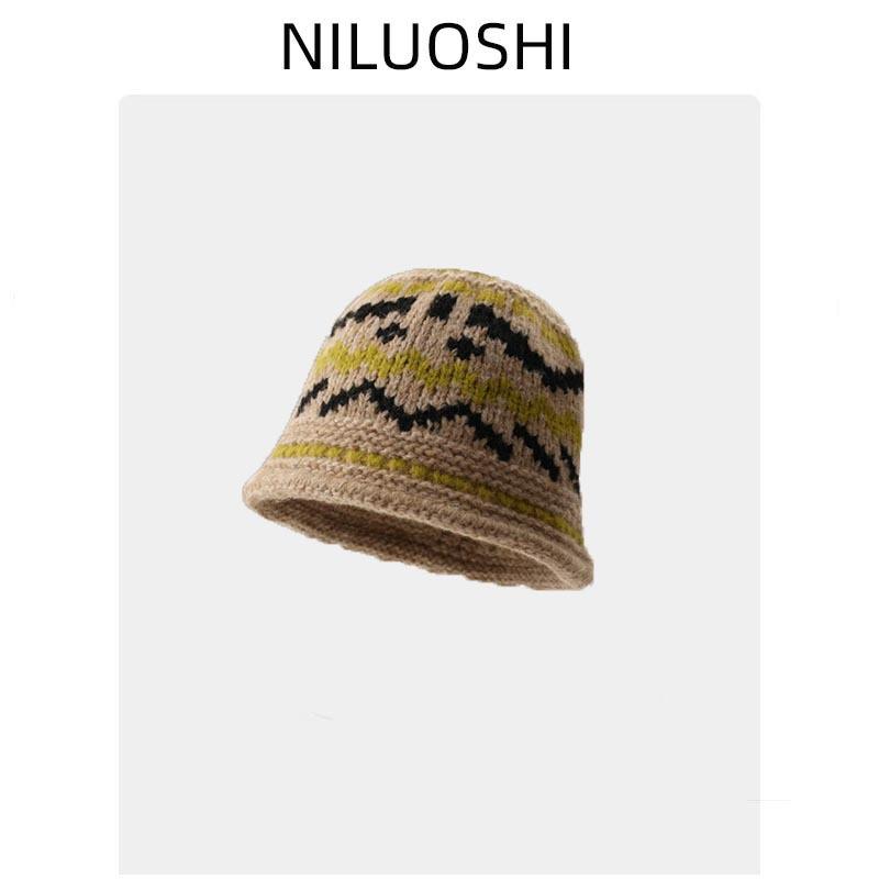 Fair Island Wind Jacquard Knitted Fisherman'S Hat Children'S Autumn And Winter Thermal Basin Hat Fashionable Versatile Bucket Hat