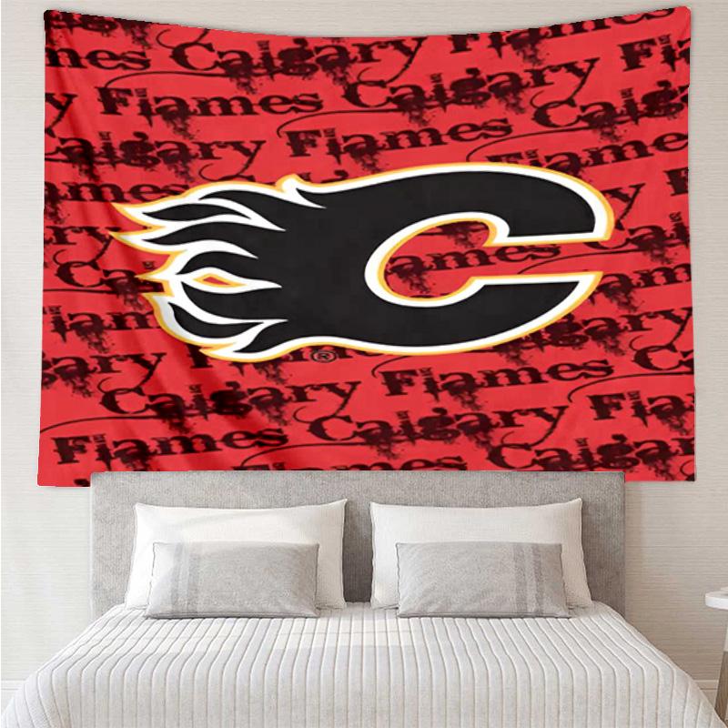 Flames Hockey Team Logo Tapestry, Unique Design Tapestry, Wall Decor for Bedroom,Livingroom, Playroom,Heartwarming Fan Holiday Gifts