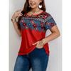 Vintage Ethnic Graphic Print Women's T Shirt Street Casual Crew Neck Short Sleeve Tee Fashion Female Oversized Clothing Pullover