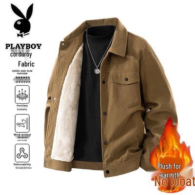 Мужская повседневная куртка с лацканами и флисовой подкладкой