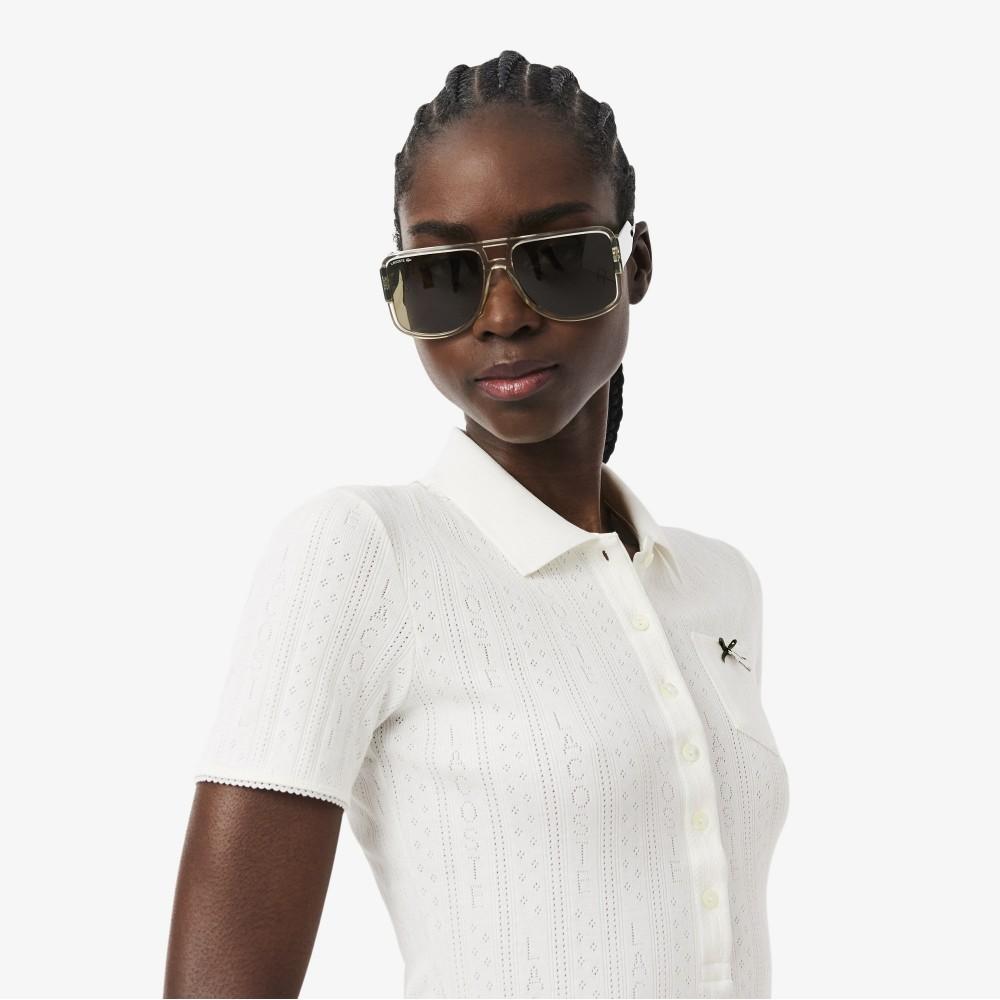 Lacoste Женское платье-поло с ажурной вязкой, с коротким рукавом EF6582-56G70V