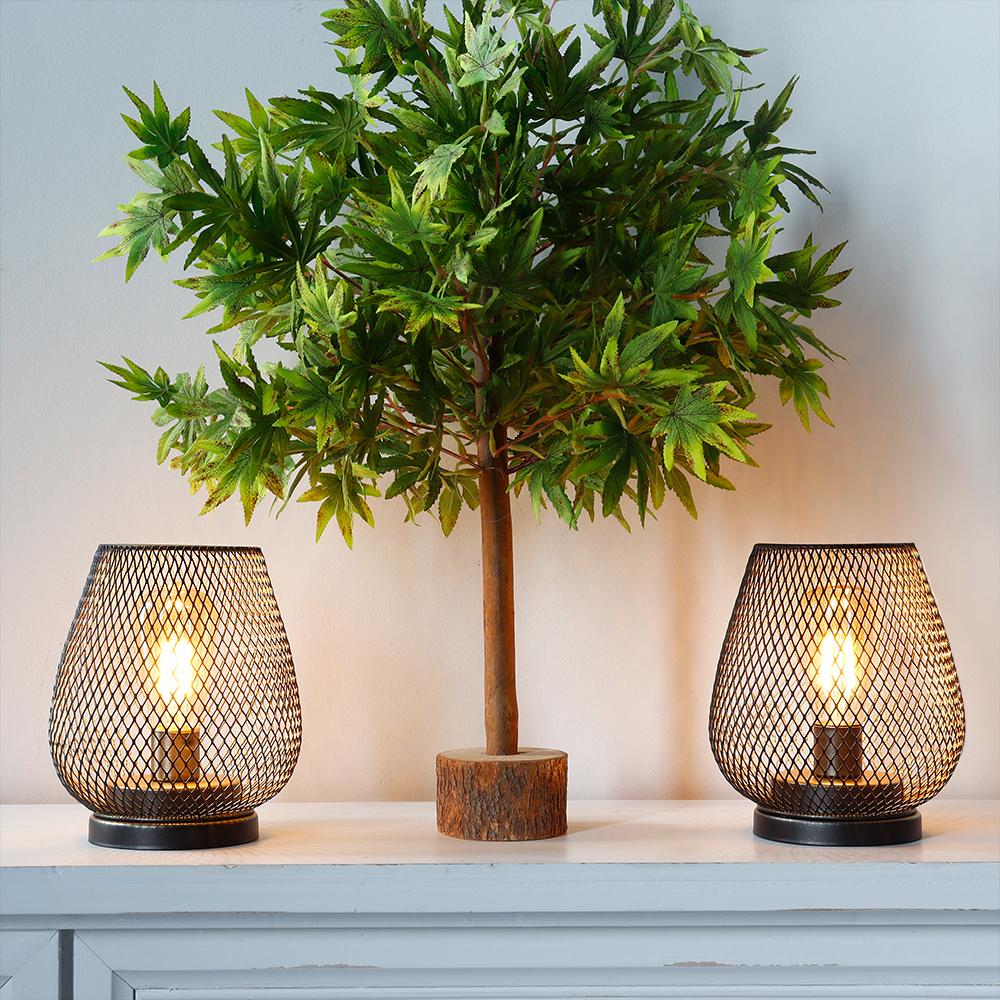 Freeshipping Birdcage Shape Table Lamp Cordless Battery Lamp Nordic Brown Decorative Indoor Light