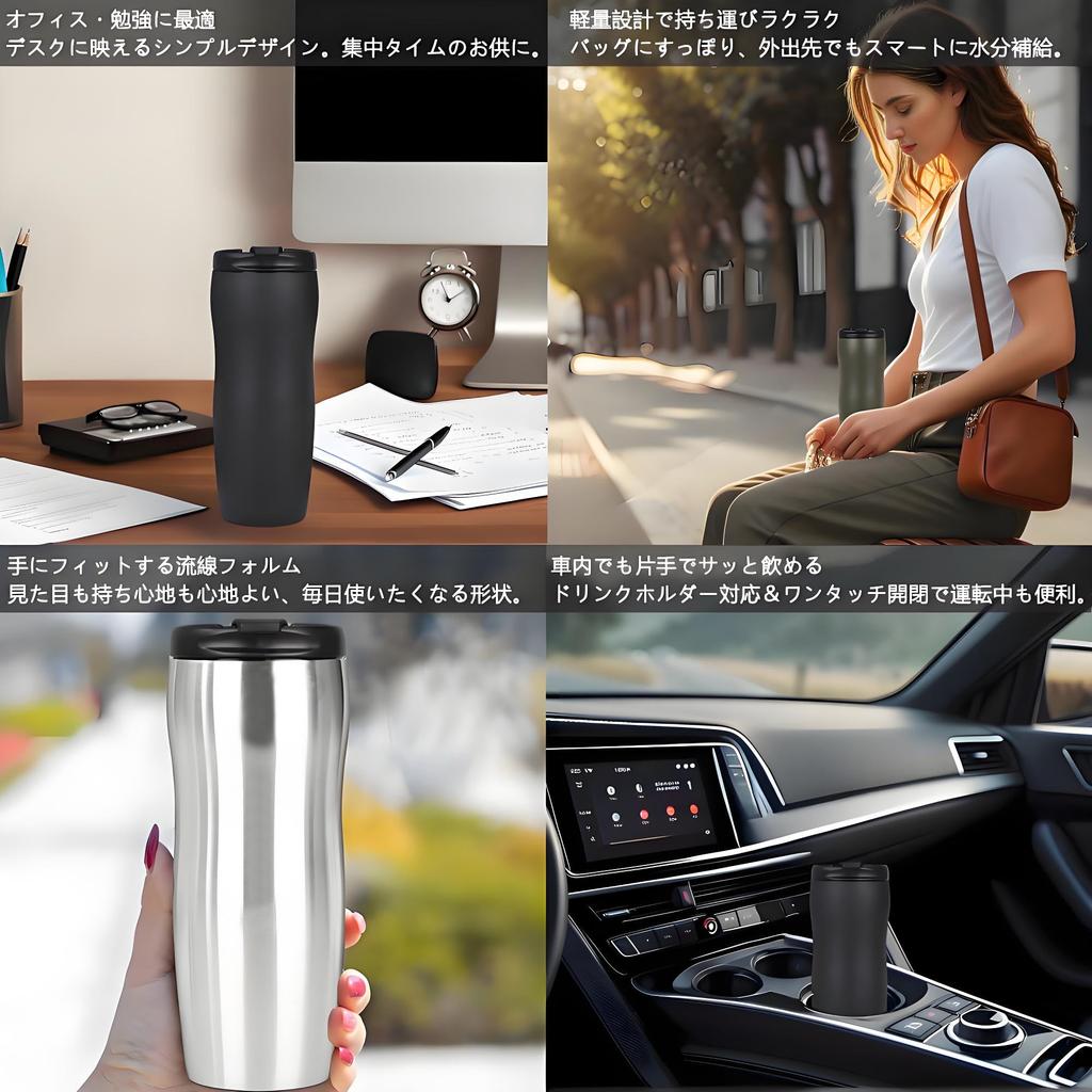 MYEEDA Stainless Steel Coffee Tumbler with 500ml Easy To Vacuum Perfect for and Convenience Perfect for and Insulates Hot and Cold Cute Thermos