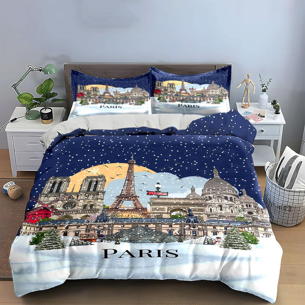 "Paris Landmark Bedding Set" Bedding Duvet Cover Set Duvet Cover Pillowcases (1 * Duvet Cover 2 * Pillowcases, without duvet insert)