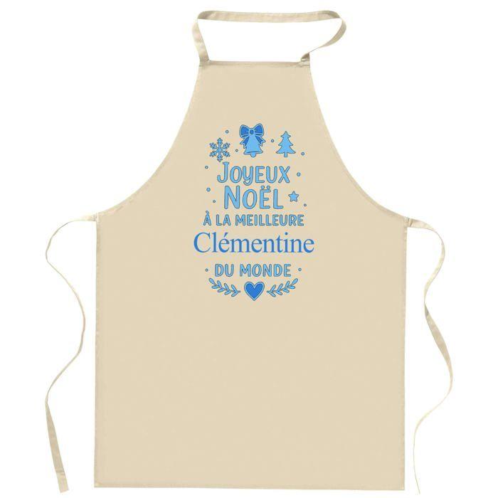 Tablier de cuisine - Planetee Joyeux Noël « À la meilleure Clémentine » - Coton résistant - Impression France DTG - Liens ajustables